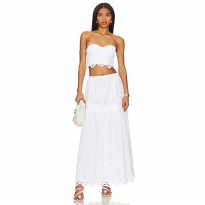 NWT LPA Francesca Eyelet Maxi Skirt in White XS